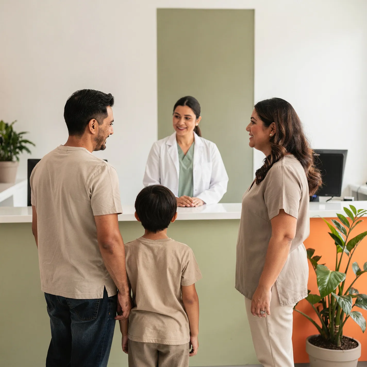 Ilustración: recepción de un centro de neuropediatría con rincón de juegos